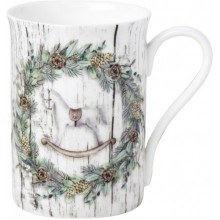 Чаша Mug 375мл White Xmas Wreath сива
